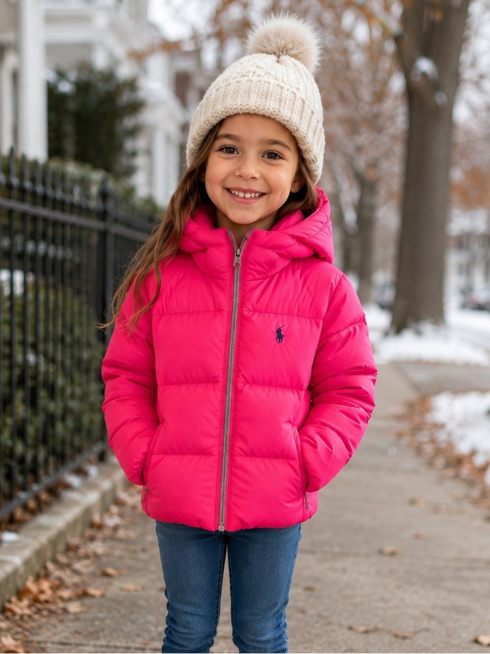 Polo Ralph Lauren Girls' Pink Down Puffer Jacket-some stained area see pic